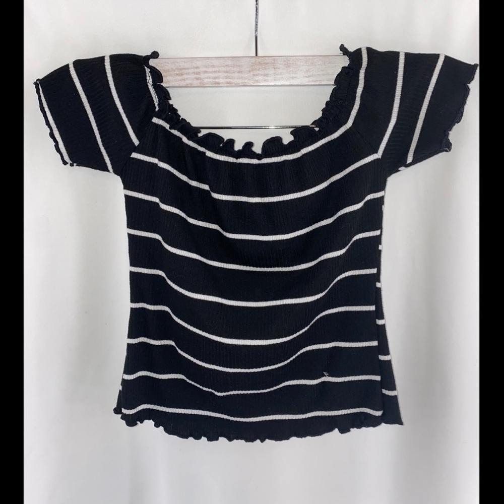 Black and White Striped Crop Top